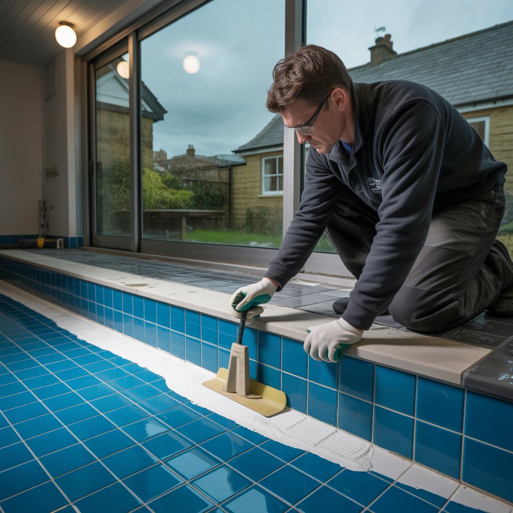 regrouting swimming pool tile