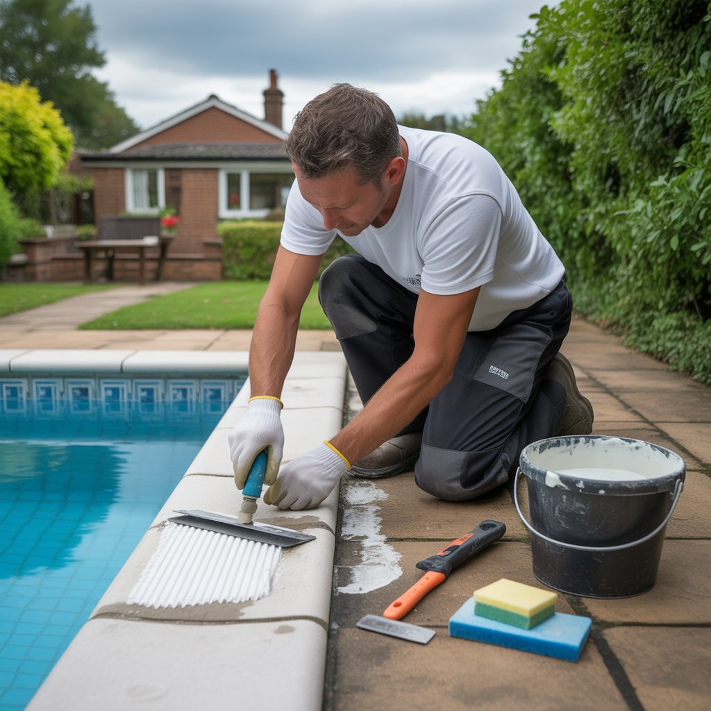 regrouting swimming pool tile