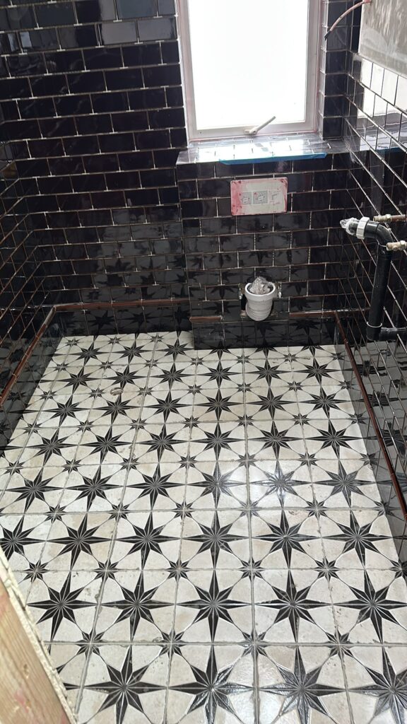 Black Metro Tile Bathroom Installation in London